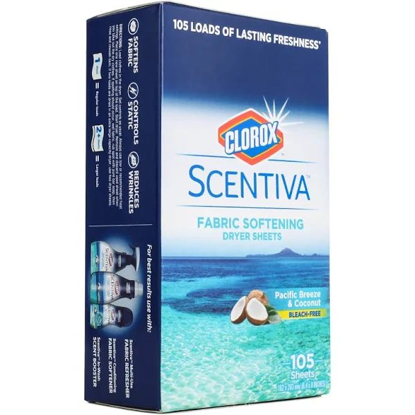 Clorox Scentiva Laundry Dryer | Fabric Sheets in Pacific Breeze & Coconut Scent ...