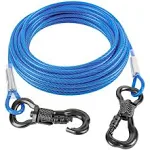 Tresbro 25ft Reflective Dog Tie Out Cable for Dogs Up to 125 Pounds, Steel Wire ...