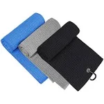 3 Pack Golf Towel for Bags with Clip and Microfiber Waffle Pattern Tri-fold B...