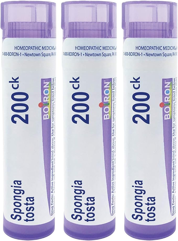 Boiron Spongia Tosta 200ck, 80 Pellets, Homeopathic Medicine for Dry, Barking ...