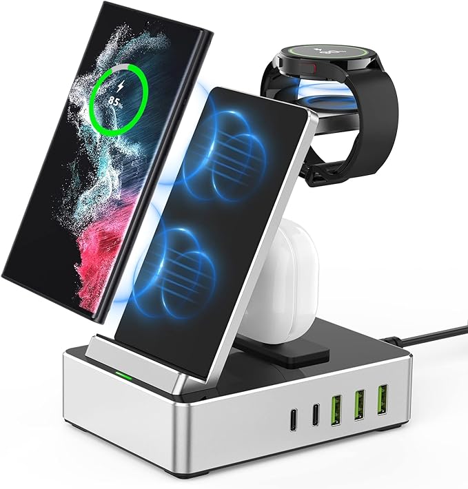 Wireless Charging Station for Samsung,8 in 1 Charging Station for Samsung Devices,USB C Charger Dock for S22 Ultra, Etc,.Galaxy Watch 5, Active 2/1, Galaxy Buds/Pro/Live