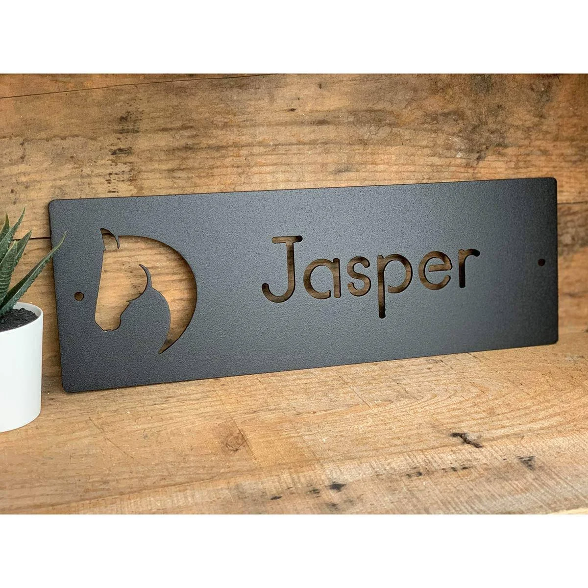 Modern Horse Stall Name Plates for Horses - Horse Stall Name Cards - Tack Room Accessories - Personalized Signs in Steel