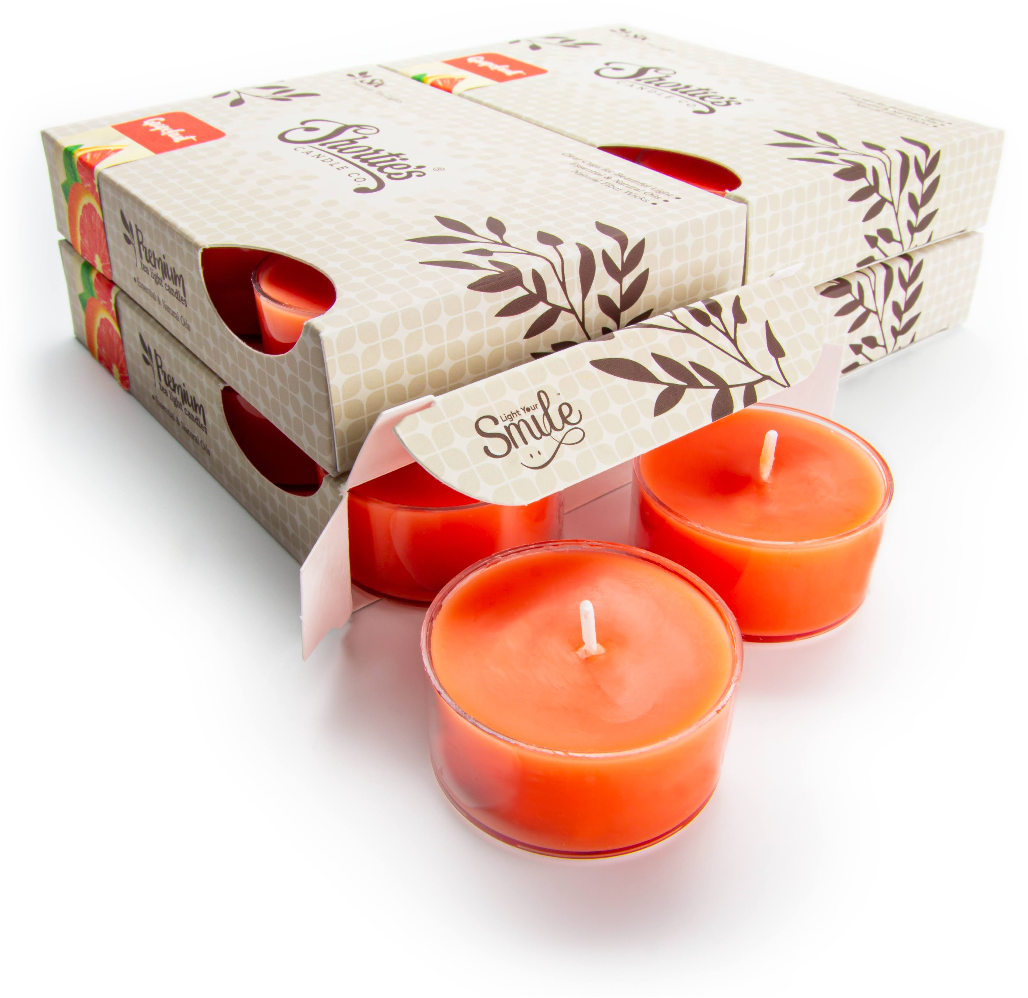 Grapefruit Premium Tealight Candles Bulk Pack - Highly Scented with Essential Oils - 24 Pink Tea Lights - Beautiful Candlelight - Made in The USA - Fruit & Berry Collection