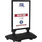 M&T Displays WindPro Lite Weather and Wind Resistant Outdoor Pavement Curb Sidewalk Sign Holder for 24x36 Inch Posters Black Aluminum Easy Front Loading Snap Frame Durable LDPE Black Water Base