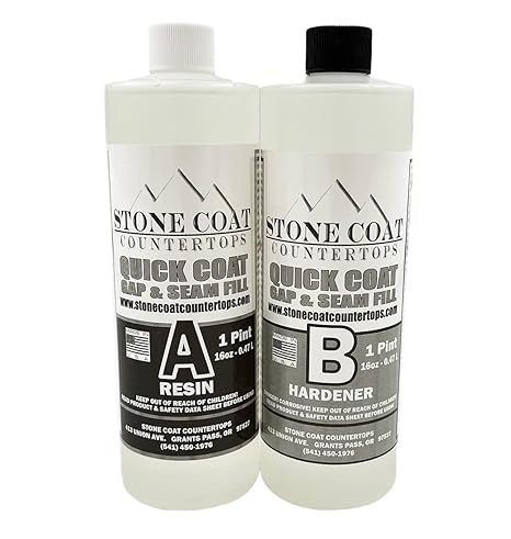 Stone Coat Countertops Quick Coat Epoxy Resin - Perfect for River Tables, Geodes, Woodworking Projects - Fast Curing Liquid Resin with 15 Minute Working Time (1 Quart)