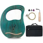 Aogbra Lyre Harp, 19 Metal Strings Maple Saddle Mahogany Body Lyra Harp with Bag Key Included