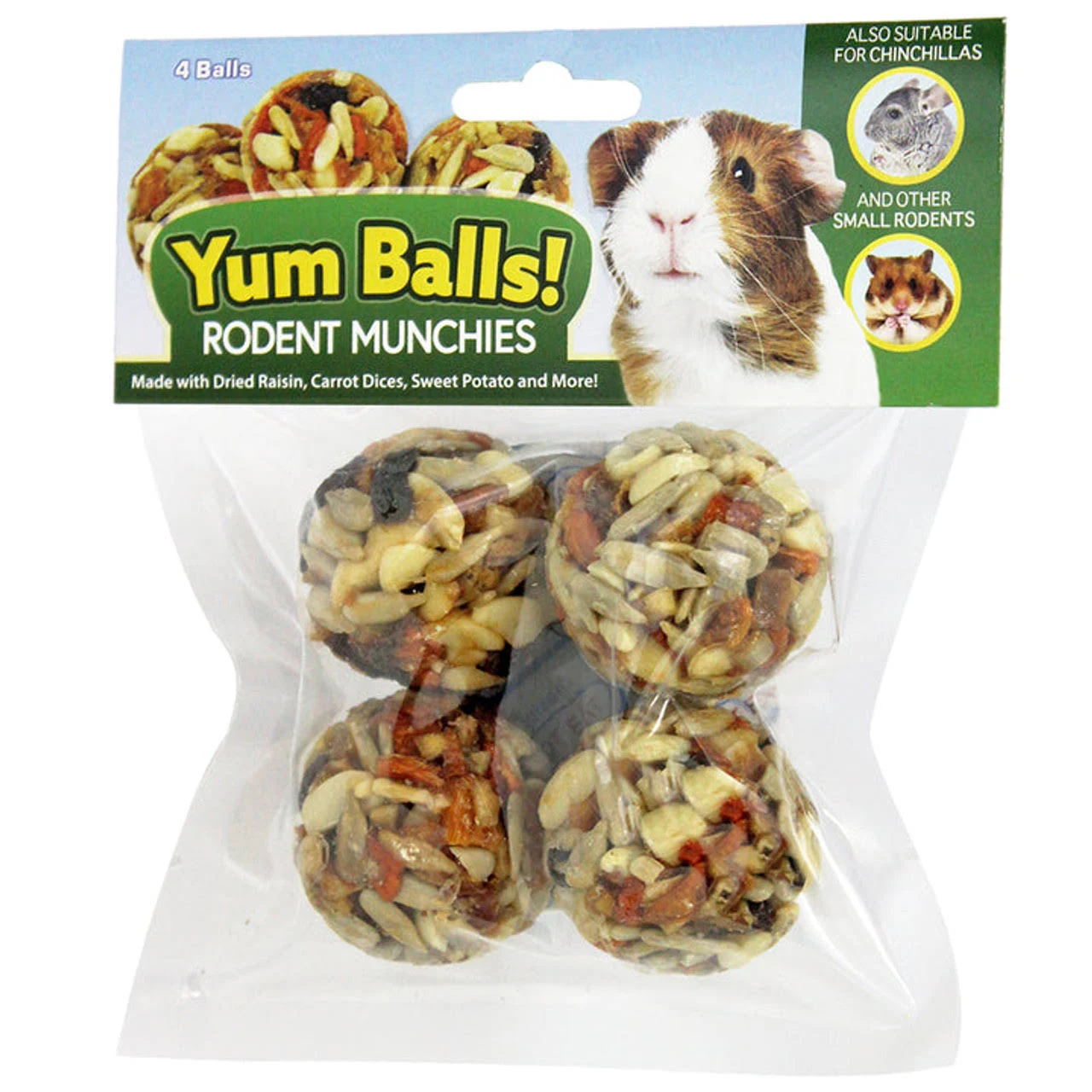 Yum Balls! - Rodent Munchies - Healthy Natural Treat with Seeds, Fruit & Nuts - Squirrels, Chinchillas, Prairie Dogs, Degus, Rats, Hamsters, Gerbils, Rabbits, Guinea Pigs and Other Small Pets