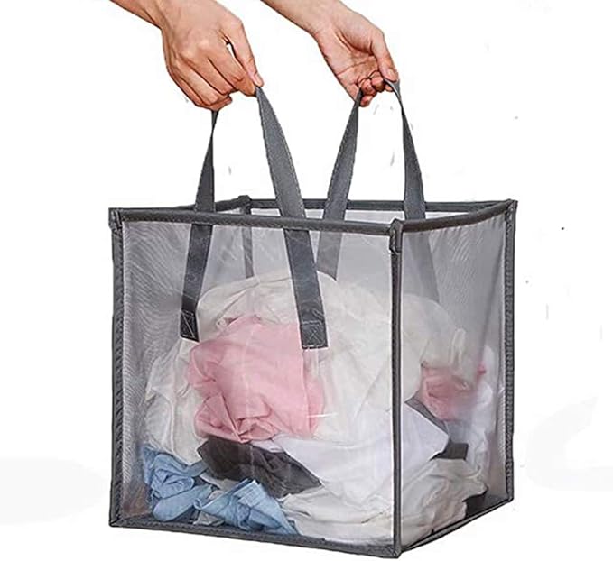 Mesh Popup Laundry Hamper with Handles,Portab<wbr/>le Durable Collapsible Storage Easy