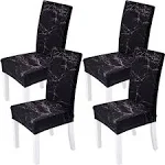 Chair Covers for Dining Room Set of 4 Pack Black Marble Slipcovers High Back Chairs Cover Stretch Slipcover