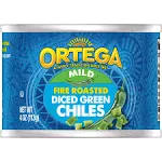 Ortega Fire Roasted Diced Green Chiles, Mild, 4 oz (Pack of 12)