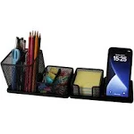 Desk Organizer with Pen Holder, Sticky note holder, Pencil holder, Phone Black