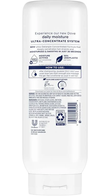 2 Pack Dove Ultra Concentrate Conditioner Daily Moisture Smoothes Detangle 20oz.