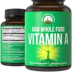 Peak Performance Certified Organic Vitamin A 5000 IU Supplement Capsules High Potency Vitamins Made with Organic Carrot Juice. Great for Immune, Skin, Eye Support. Non GMO, Vegan Pills, Tablets