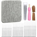 Mayboos Needle Felting Kit,Needle Felting Pad,Needle Felting Tool with 6"x6"Needle Felting Mat,Felting Needles for Wool,Leather Finger Guards,Good for