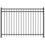 XCEL Fence ® Black Steel Anti-Rust Fence Panel - Flat End Pickets - 6.5ft W x 5ft H - Easy Installation - for Residential, Outdoor, Yard, Garden, 3-Rail, One Post Included