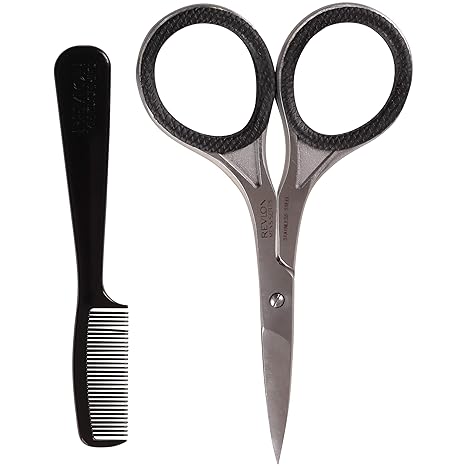 "Revlon Men's Series Facial Hair Kit, includes Scissors and Comb for Trimming and Styling, Made with Stainless Steel"