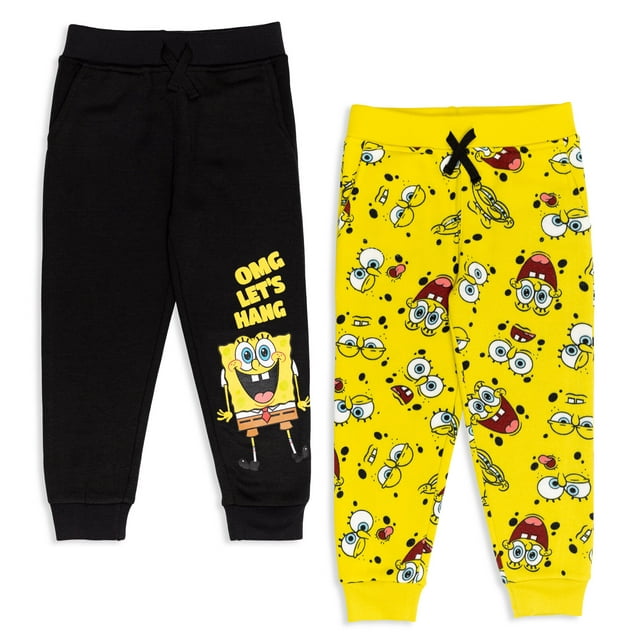 Spongebob SquarePants Patrick Star Fleece 2 Pack Jogger Pants Black/Yellow 14-16