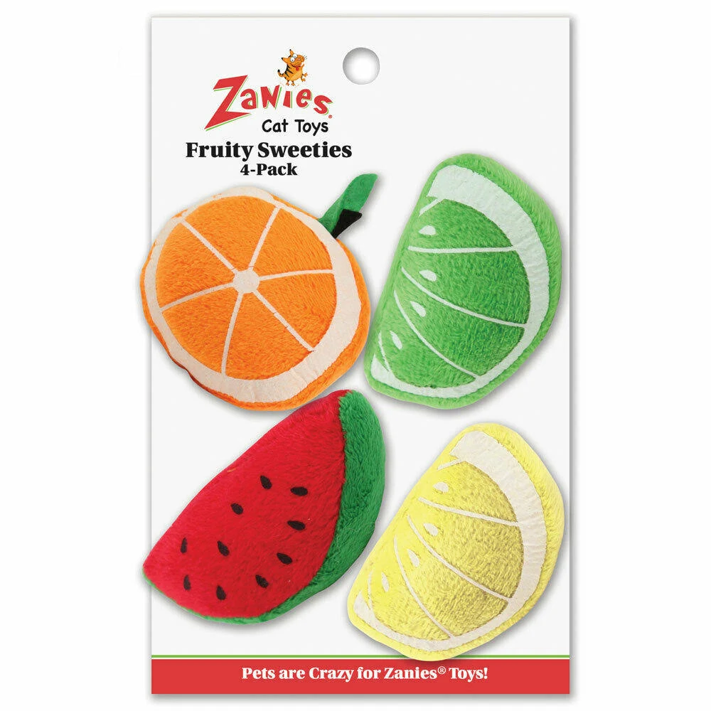 MPP Cat Toys Plush Catnip Infused Fruit Slice Fruity Sweet Citrus Honeysuckle 4 Pack