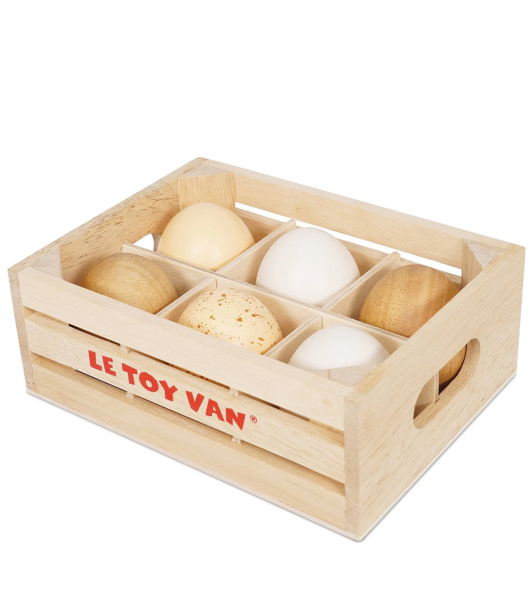 Le Toy Van - Wooden Honeybee Market Farm Eggs Half Dozen Crate | Perfect for Supermarket, Food Shop or Cafe Pretend Play | Great As A Gift (TV190)