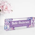 Name Plate for Desk Personalized - Custom Name Plates for Work, Ideal Office Decor for Men and Women, Clear Acrylic Desk Name Plate | Customized Gifts (8" x 2.5") (Purple Boho)