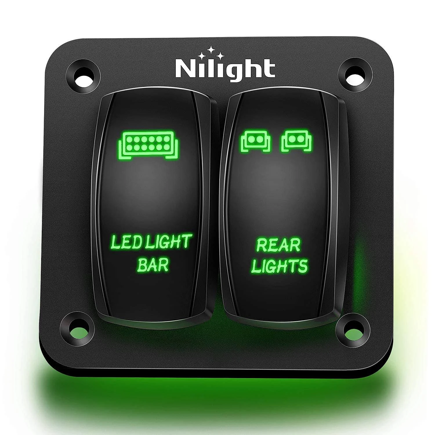 Nilight 2 Gang Rocker Switch Panel LED Light Bar Switch Rear Lights Switch 12 24V ...