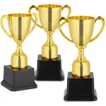 BLUE PANDA 3 Pack 7 Inch Gold Plastic Trophies for Kids - Award Trophy Cup Set for Sports Tournaments, Competitions