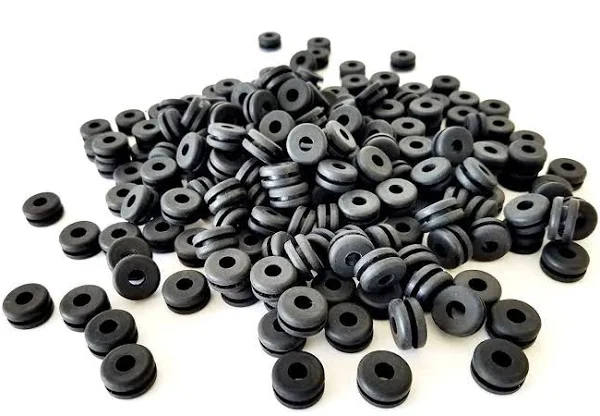 Pack of 100 Rubber Grommets 3/16" Inside Diameter - 1/16" Groove Width - Fits 5/16" Drill Holes