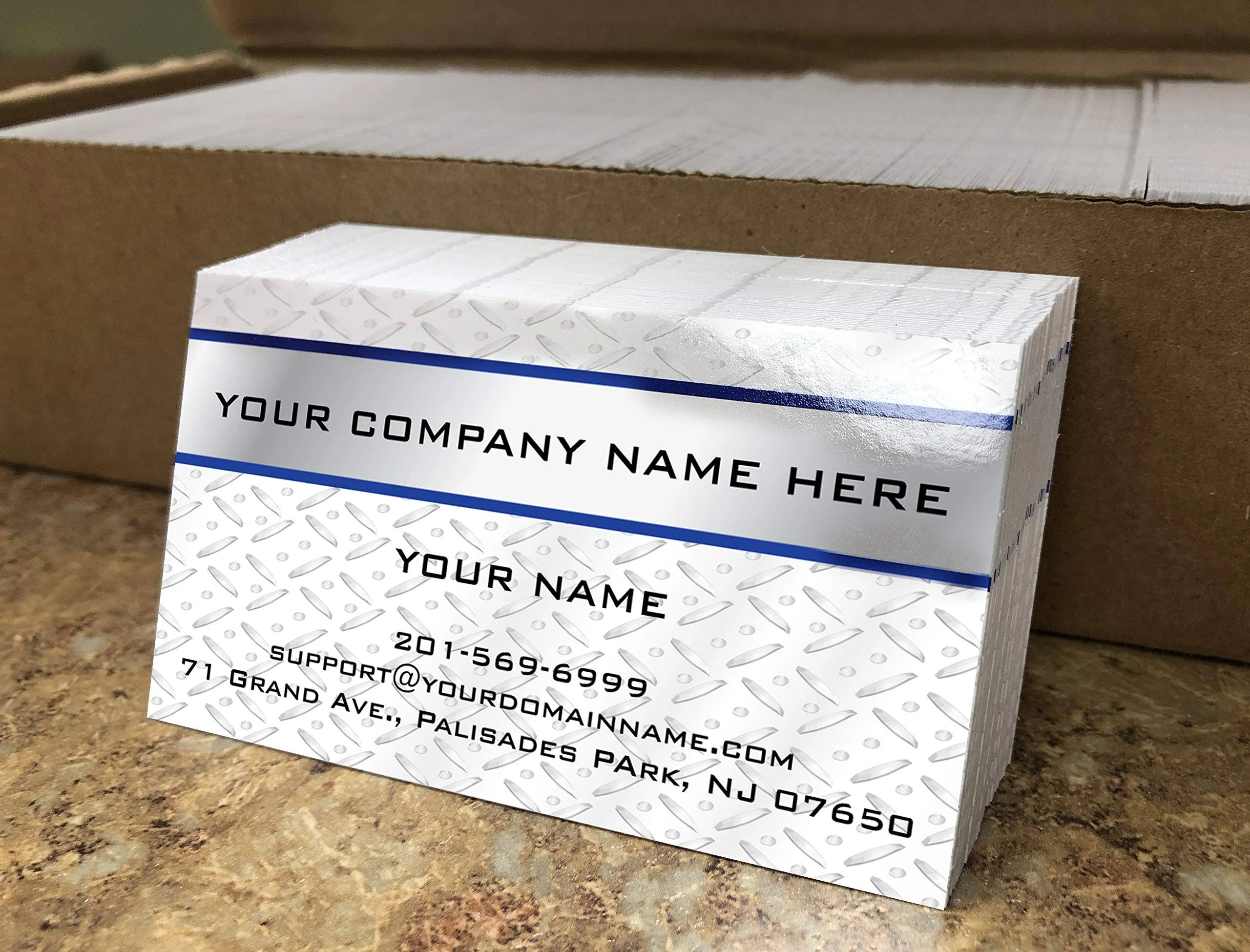 Custom Premium Business Cards, 500pcs Offset Printing, Full color 2sides - Metal Panel, 16pt Cover Stock (350gsm-Thick paper), Made in The USA