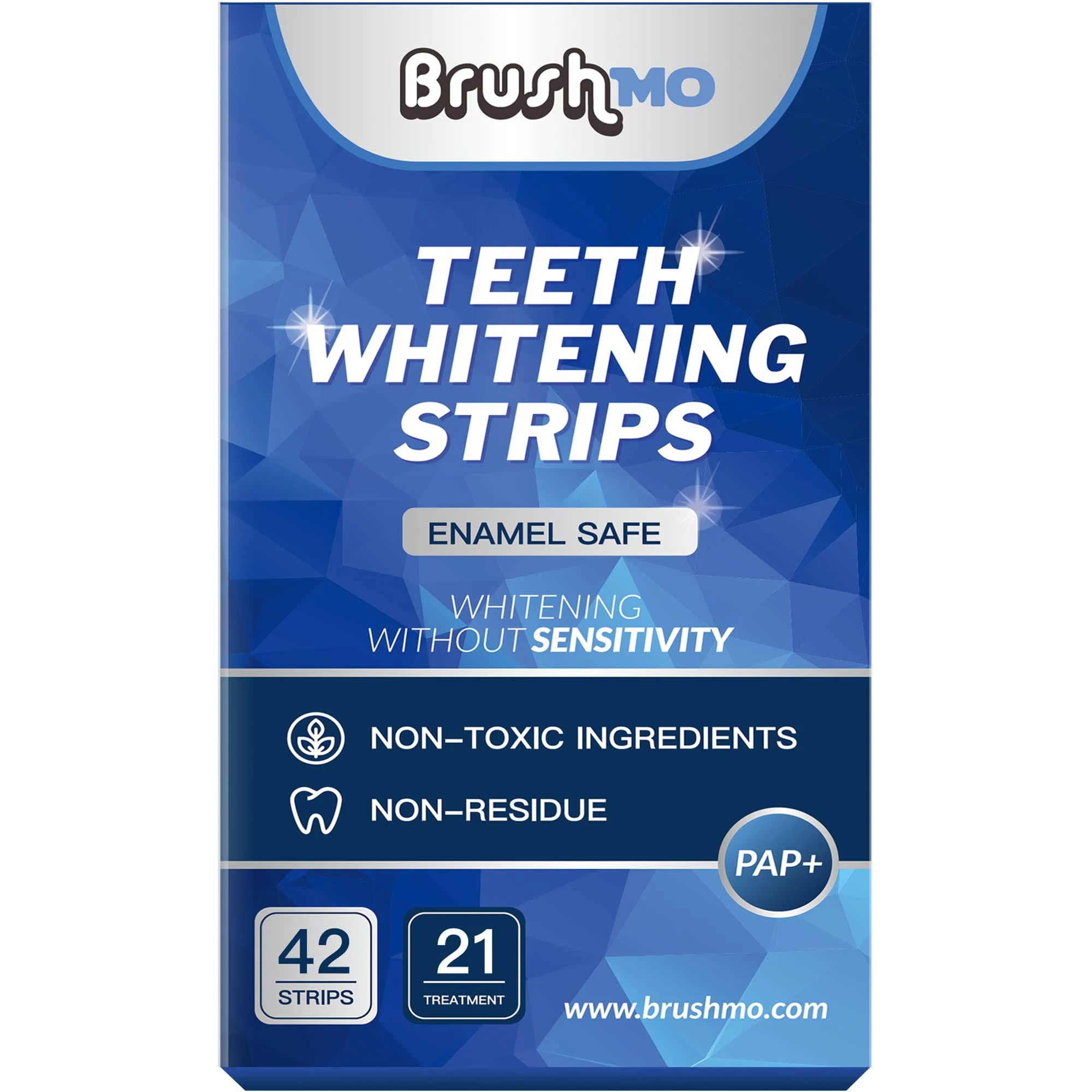 Brushmo Teeth Whitening Strips, Enamel Safe, Sensitivity Free, 21 Treatments - 42 Strips