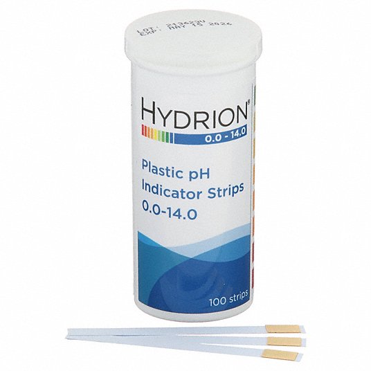 9800 Plastic pH Test Strips, 0.0 - 14.0 pH 1 Vial of 100 strips