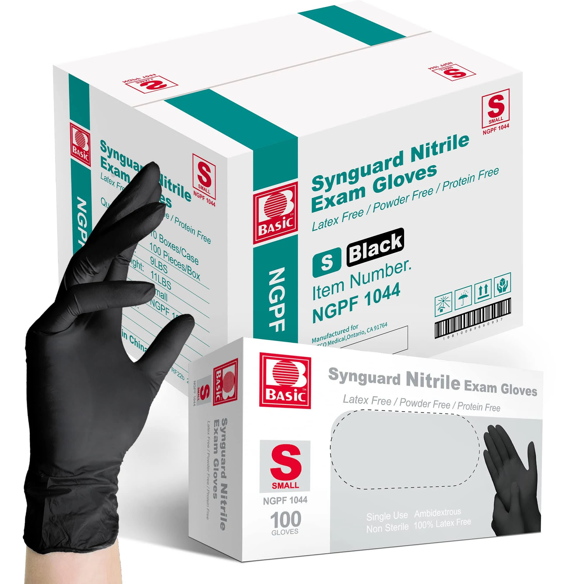 Black Nitrile Gloves 4 mil, Small (1000/Case)