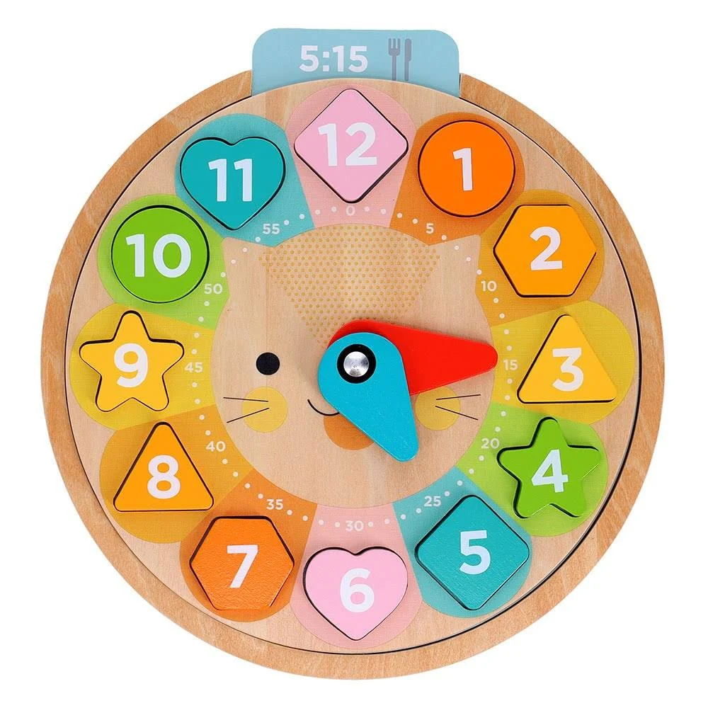 Petit Collage Multi-Language + Counting + Colors Wooden Learning Clock