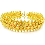 Pikun Flower Lai Thai Gold Plated Bangle 22K 24K Thai Baht Yellow Gold Filled Bracelet