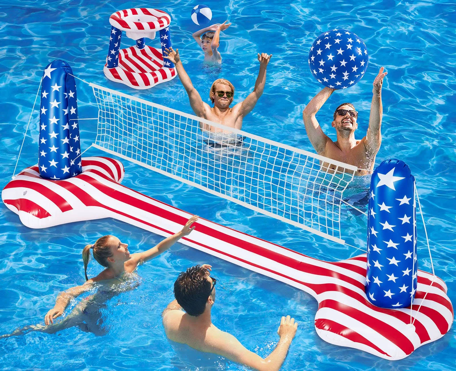 KIDDITOY 10.4' Pool Volleyball Set - Upgraded Inground Pool Volleyball Net ...