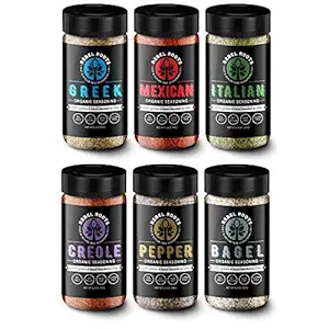 Organic Salt Free Seasoning, No Salt Seasoning, Non-GMO, Sugar Free Seasoning, Meal Prep Seasoning, All Natural, 100% Made in USA (Assortment, 6 Pack)