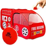 Kiddey Fire Truck Play Tent for Kids - Firetruck Tents with Sirens and Fireman Sound Button for Girls, Boys, & Toddlers Gifts - Red Fire Engine Pop Up Playhouse for Toddler - Indoor & Outdoor