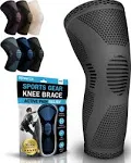 POWERLIX Knee Compression Sleeve - Best Knee Brace for Knee Pain for Men & Women – Knee Support for Running, Basketball, Volleyball, Weightlifting, Gym, Workout, Sports - (Gray L)