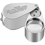 40X Full Metal Illuminated Jewelry Loop Magnifier, XYK Pocket Folding Magnify...