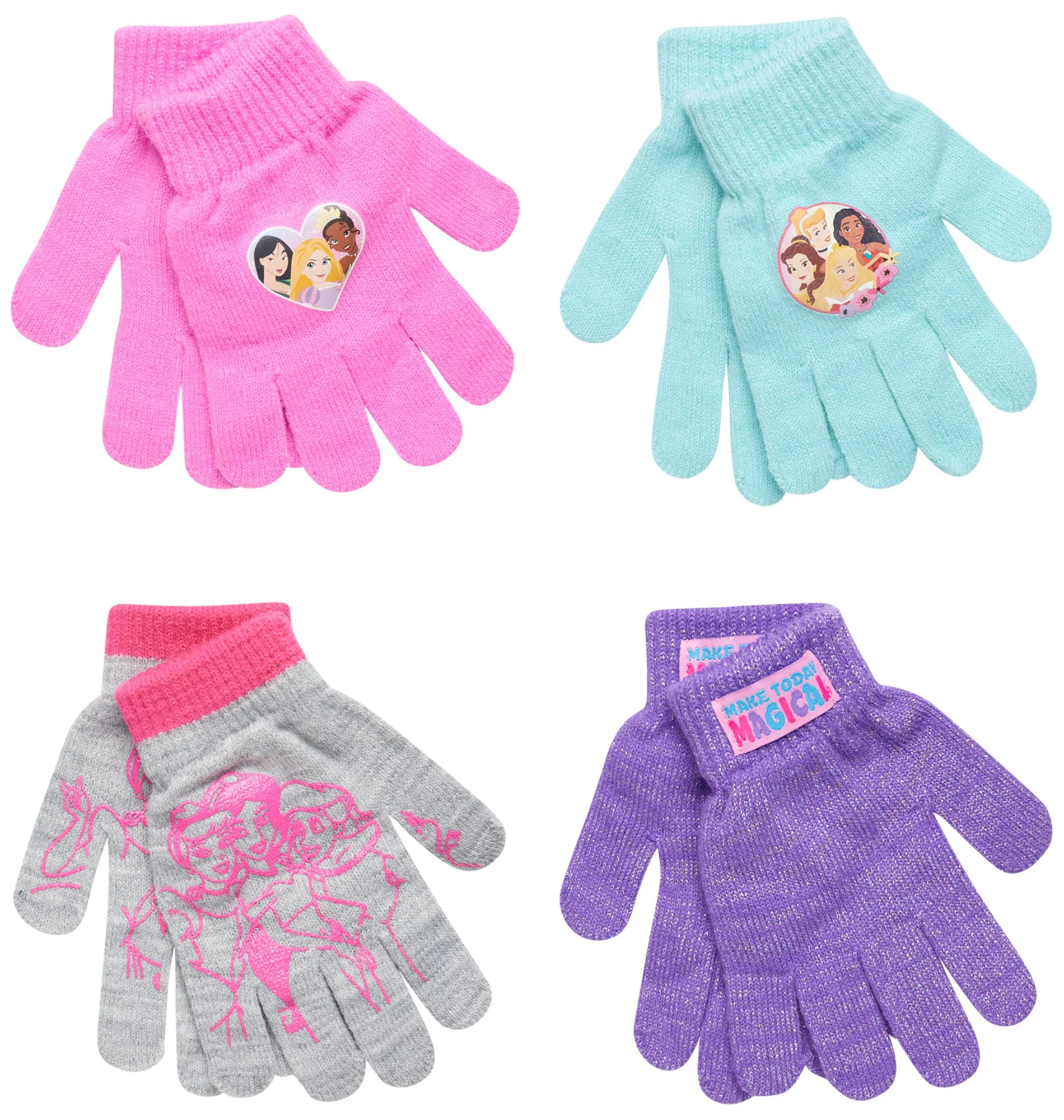 Disney Girls 4 Pack Gloves or Mittens : Minnie Mouse, Vamperina (Toddler/Little Girls)