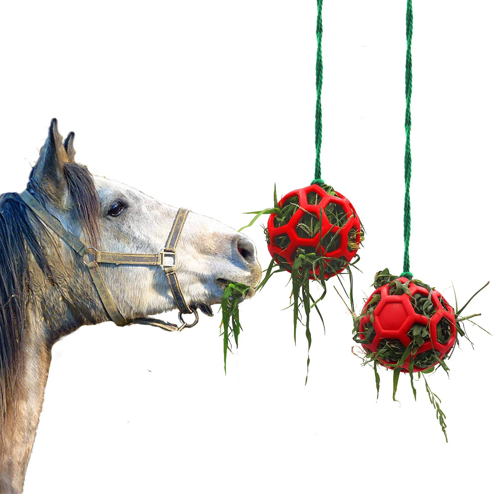 Besimple 2 Pack Horse Treat Ball Hay Feeder Toy Goat Feeder Ball Hanging Feeding ...