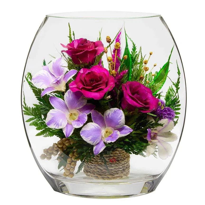 Fiora Flower Orchids and Roses in a Vase