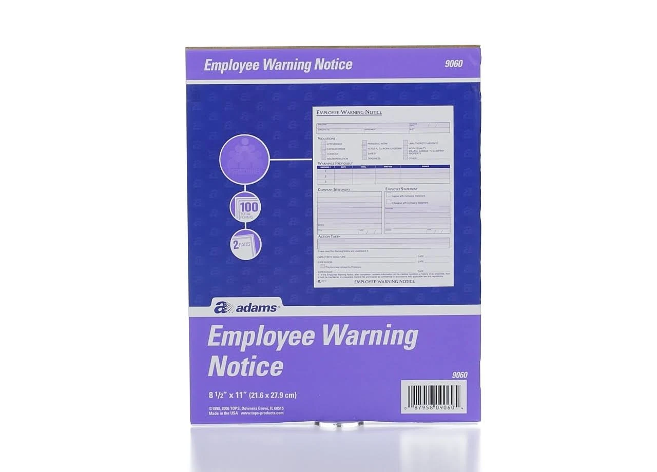  Employee Warning Notice Form, 8.5 x 11 Inches, 2 Pads of 50 Forms, 100 Total 