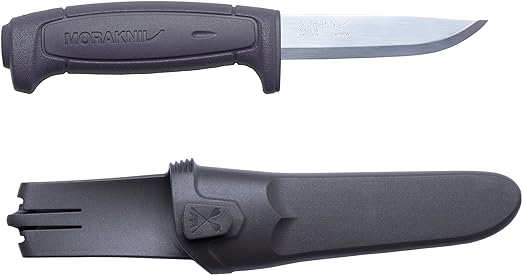 Morakniv Craftline Basic 511 High Carbon Steel Fixed Blade Utility Knife and Combi-Sheath, 3.6-Inch Blade