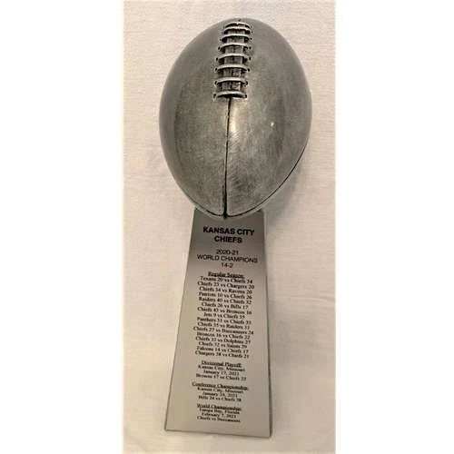 TrophyPartner Silver Football Champion Tower Fantasy Football Trophy with 4 Lines of Custom Text