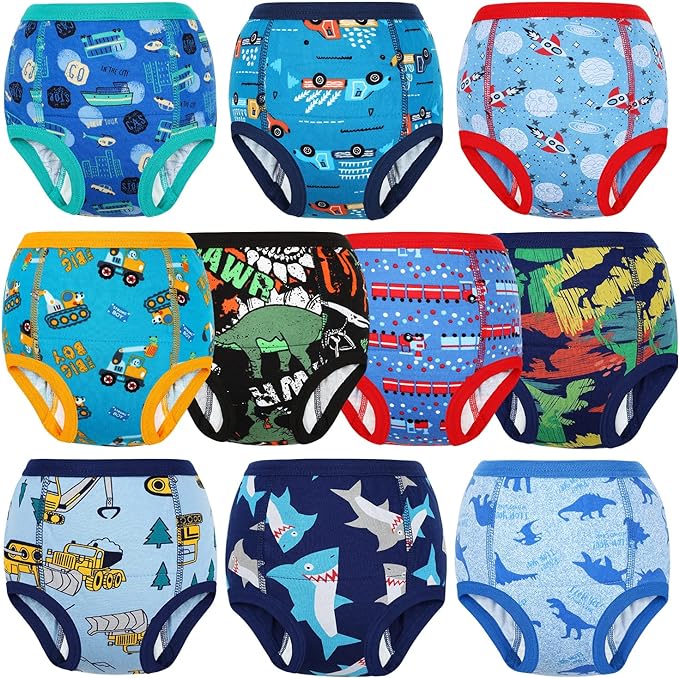 MooMoo Baby Potty Training Underwear 10 Packs Absorbent Toddler Training Pants for Boys and Girls Cotton Pee Pants 2T-9T