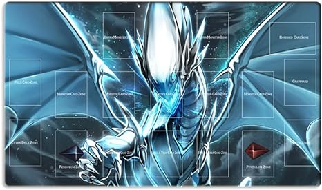 New Mlikemat Playmat Blue-Eyes White Dragon OCG TCG Mat Game Play Mat with Zones + Free Bag