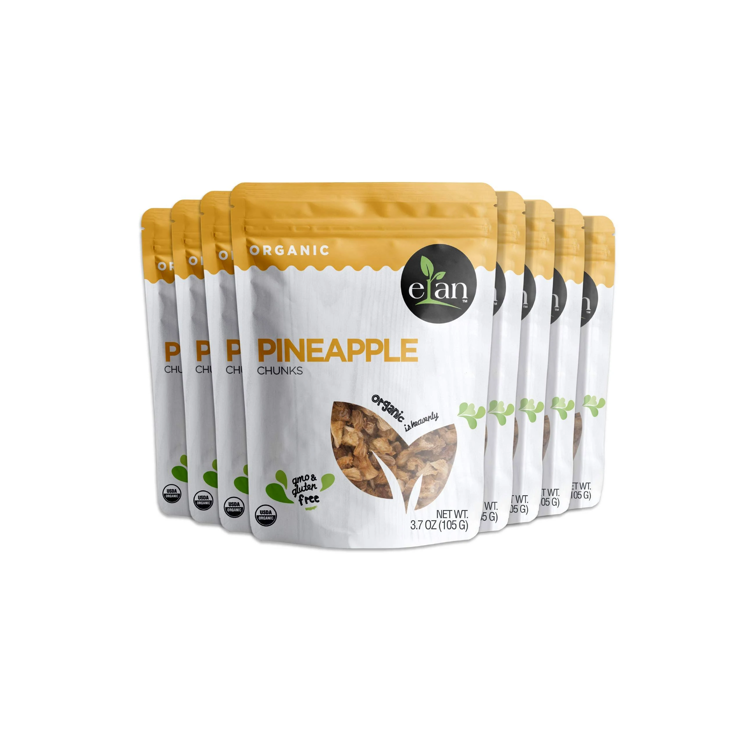 ELAN Organic Dried Pineapple Chunks 8 Pack, 29.6 Oz, Non-GMO, Vegan, Gluten-Free