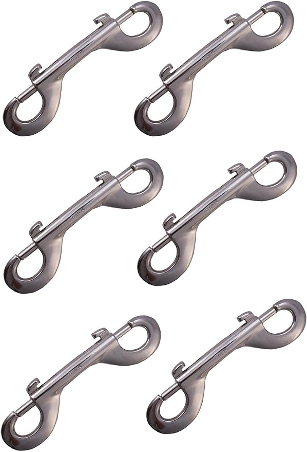 Derby Originals Set of 6 Heavy Duty Nickel Plated 4” Double Ended Bolt Snaps - Designed for Agricultural, Equine, Home, & Garage Use