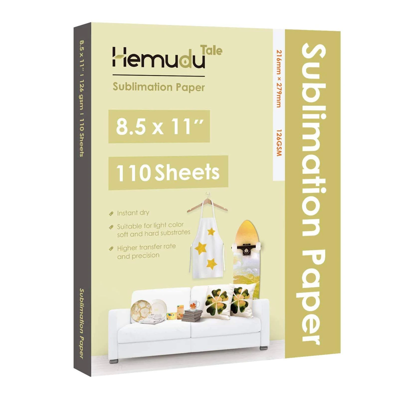 Hemudu 110 Sheets Sublimation Paper 8.5x11 for Inkjet Heat Transfer Cotton Poly