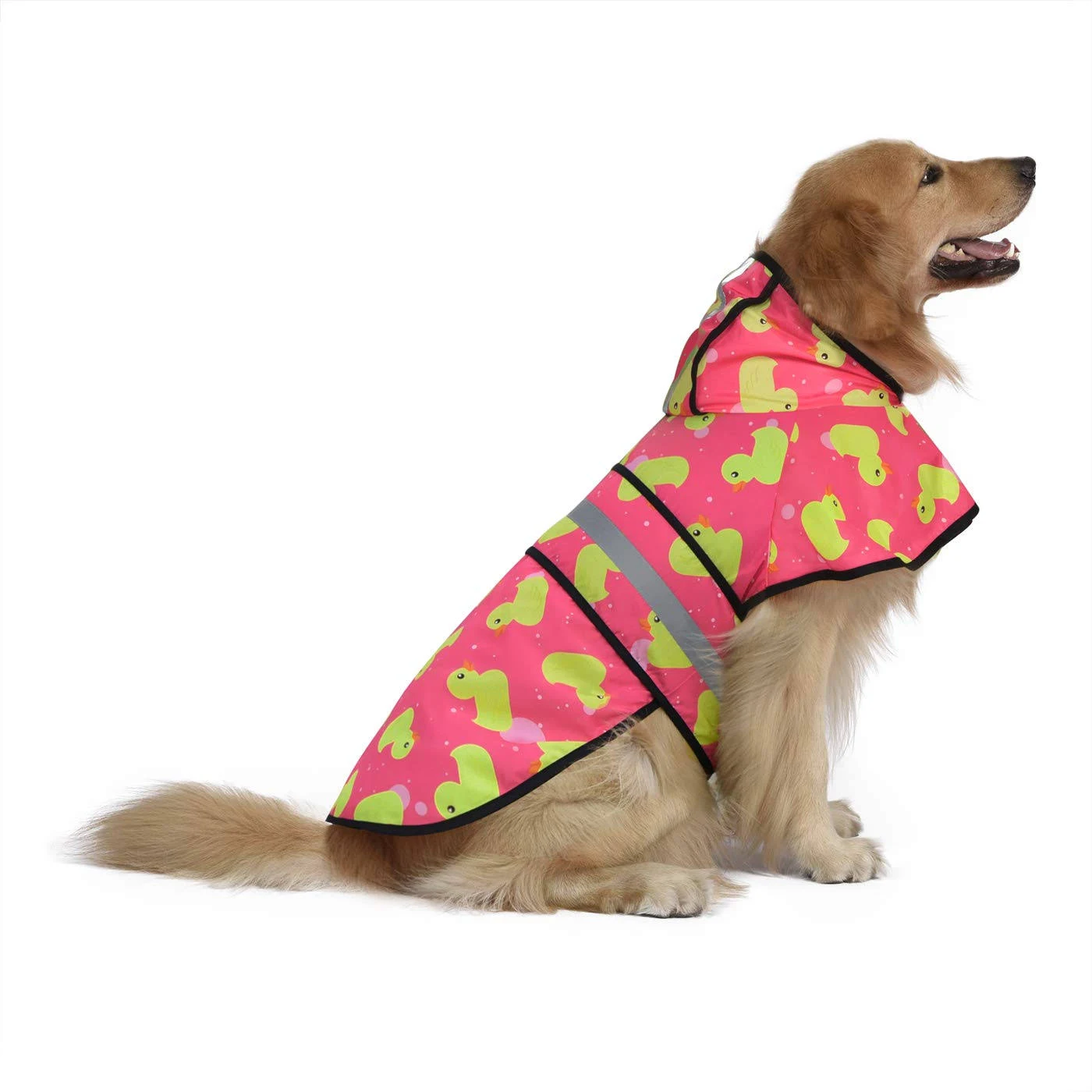 HDE Dog Raincoat Hooded Slicker Poncho for Small to X-Large Dogs and Puppies Pink Ducks - XL